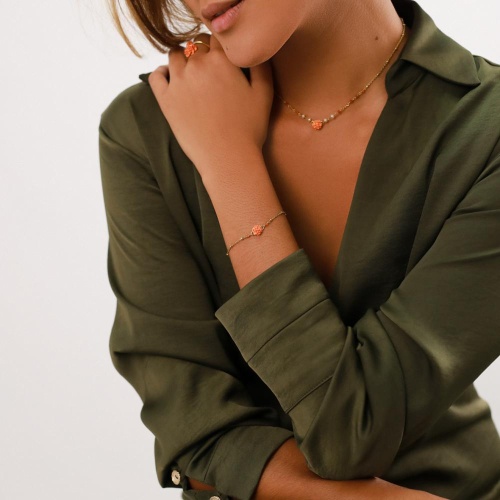 Браслет Franck Herval, Clea, с цветком покрытым эмалью и агатом, FH23.2-13-72385 оранжевый фото 3