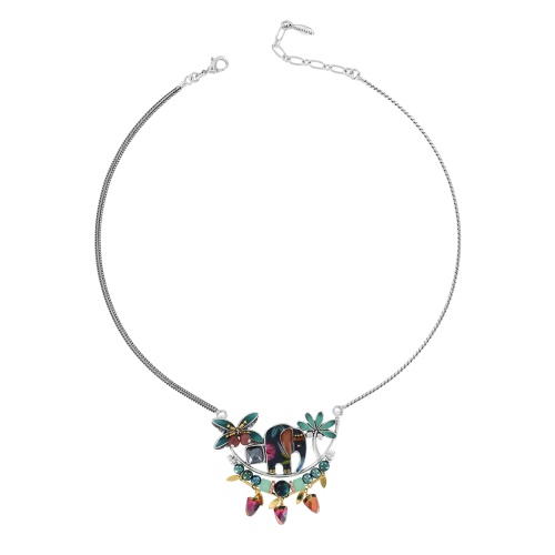 Колье TARATATA, Papong, смола, бусины, стразы, тигровый глаз, TT-E24-11120-10M серебристый фото 2