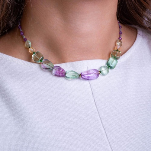 Колье Lanzerotti, Ispirazione, флюорит, аметрин, аметист, бисер, LZ-24.10-377 сиреневый фото 2