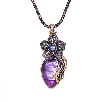 Колье Alcozer&J, аметист, жемчуг, гранат, Swarovski, AL2502-C138IN24 фиолетовый