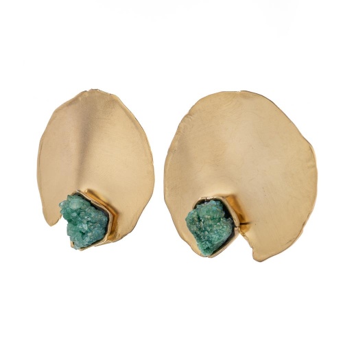 Серьги Katerina Vassou, Ascella, с друзой агата, KV23-307542G зеленый