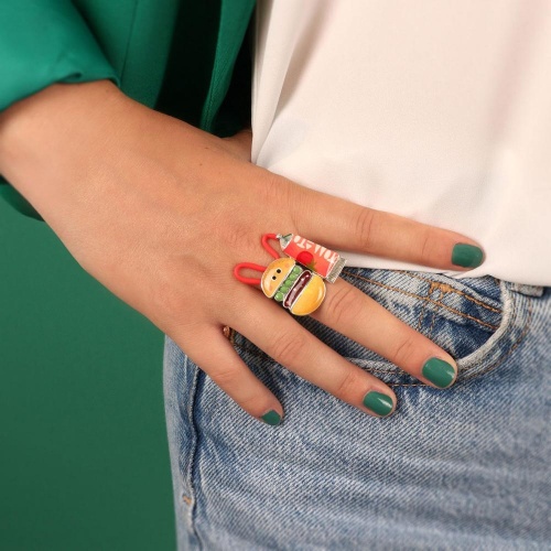 Кольцо TARATATA, Ketchup, разъемное,смола,блестки,микробусины,шнур, TT-W23-08421-10M серебристый фото 7