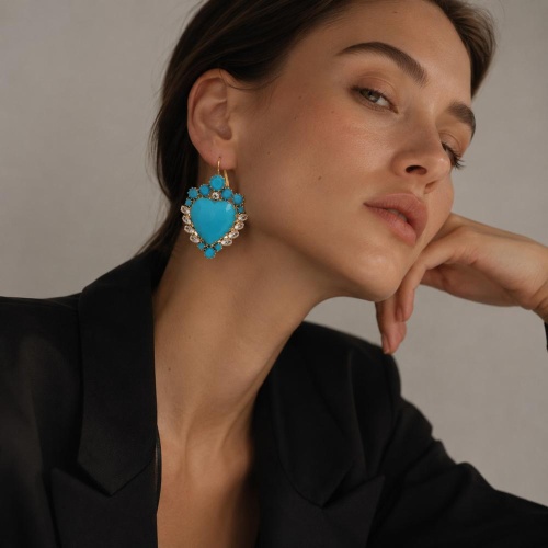 Серьги Celeste G, в форме сердца, с кристаллами Swarovski, CS26.1-1213 бирюзовый фото 2