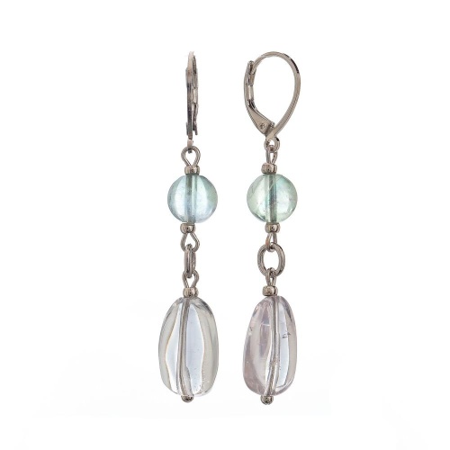 Серьги Lanzerotti, Ispirazione, аметист, флюорит, LZ-24.10-431 мятный