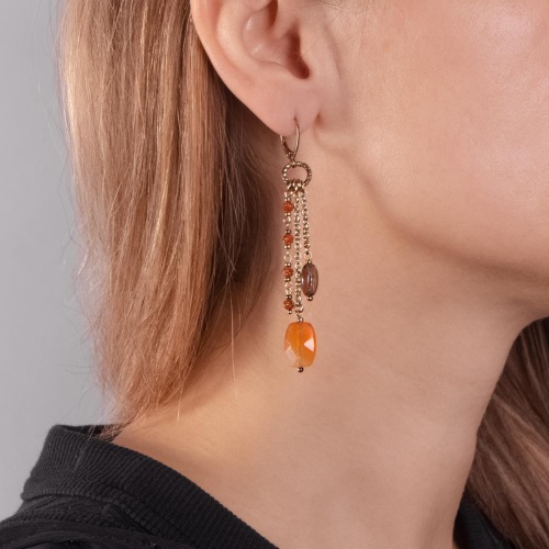 Серьги Lanzerotti, Caramello, сердолик, раухтопаз, авантюрин, LZ-24.11-529 коричневый фото 2