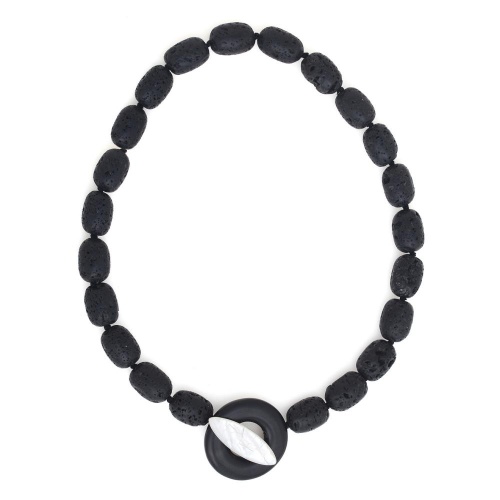 Колье Nature Bijoux, Volcan, перламутр, вулканическая лава, рог, NB25.2-15-43592 черный