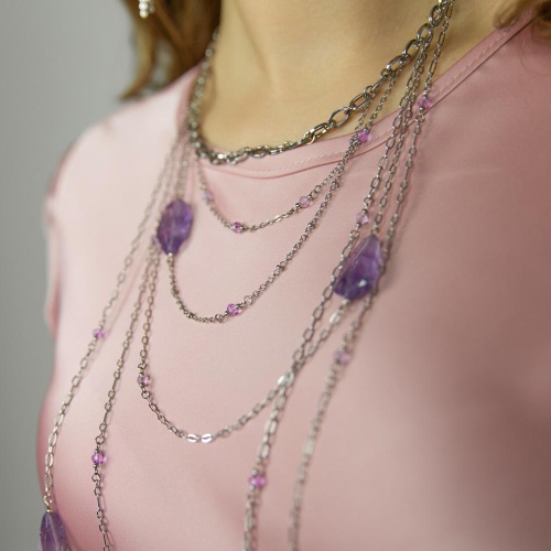 Колье Lanzerotti, Iris, с аметистом и кристаллами, LZ-26.03-073 фиолетовый фото 4