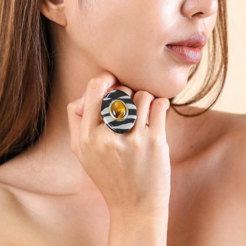 Кольцо Nature Bijoux, Zebra, тигровый глаз, смолистый песок в смоле, NB24.2-19-25670 черный фото 5