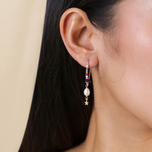 Серьги Franck Herval, Joy, стеклянные бусины, бисер, жемчуг, кость, FH25.2-12-69862 голубой фото 2