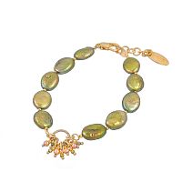 Браслет Lanzerotti, Anne with an E, с жемчугом, перламутром и цирконом, LZ-25.08-246 зеленый