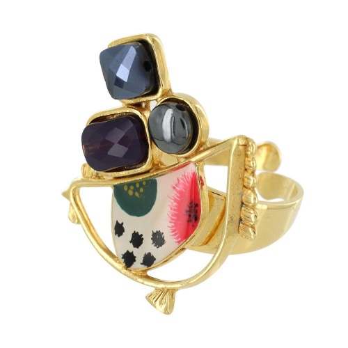 Кольцо TARATATA, Paulette, разъемное, с цветной смолой и бусинами, TT-H23-11420-20M золотистый