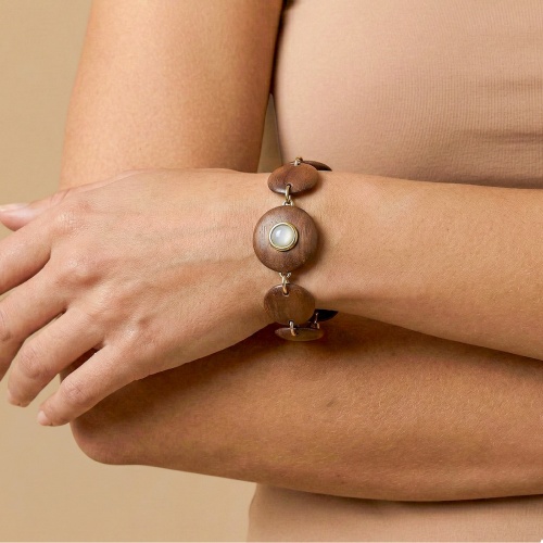 Браслет Nature Bijoux, Oman, древесина,перламутровая морская раковина, NB26.2-13-44684 коричневый фото 2