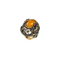 Кольцо Alcozer&J, сердолик, жемчуг, гранат, Swarovski, AL-A68CB25-R коричневый