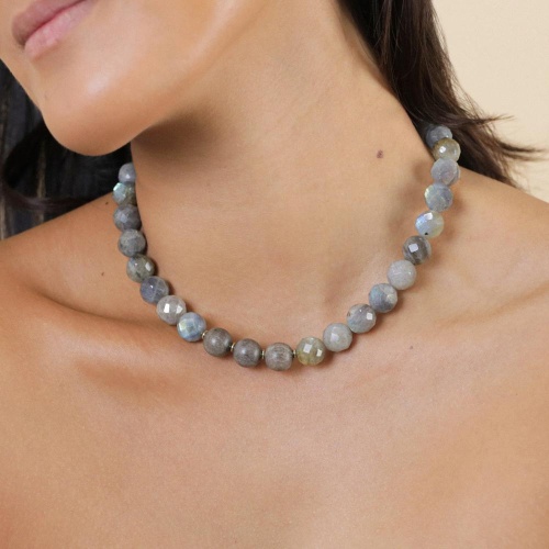 Колье Nature Bijoux, Eclipse, эбеновое дерево, лабрадорит, перламутр, NB25.2-15-43532 серый фото 2