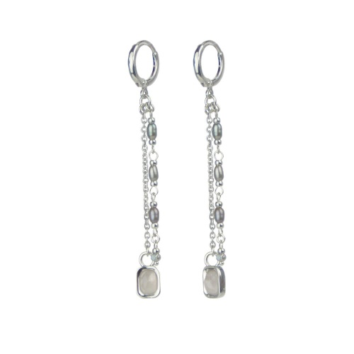 Серьги Lanzerotti, Gelido, с гематитом, кварцем и жемчугом, LZ-25.02-011 серый