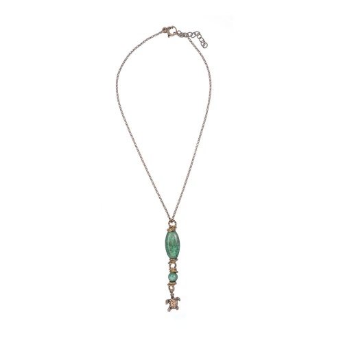 Колье Alcozer&J, с бирюзой и изумрудом, AL-C68DO25-R зеленый