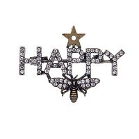 Брошь Moon Paris, HAPPY c кристаллами, Mo-23.03-003 золотистый