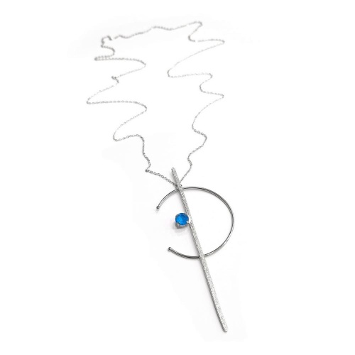 Колье Catherine Bijoux, Half moon, с кристаллом, CB25.1-5355AS голубой