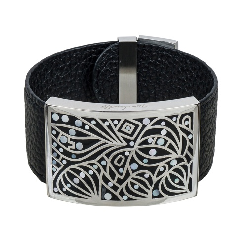 Браслет Fiore Luna на кожаном черном ремешке, CB01366-3 BW фото 3