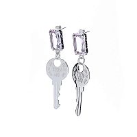 Серьги Moon Paris, Ringo, серебристые, с кристаллом и ключом, MR-21.11-313 розовый