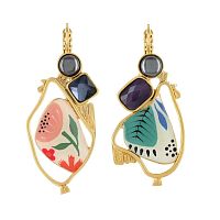 Серьги TARATATA, Paulette, асимметричные, со смолой и бусинами, TT-H23-11799-20M золотистый