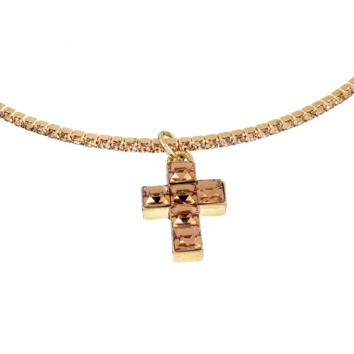Колье Moon Paris, Ringo Queen, гривна с крестом и кристаллами, MRQ-26.01-003 золотистый