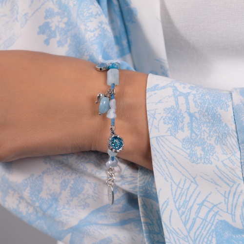 Браслет Lanzerotti, Marino, аквамарин, агат, бирюза, перламутр, LZ-25.06-175 голубой фото 3