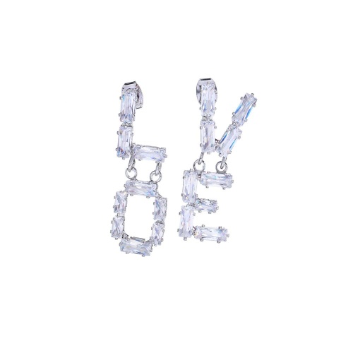 Серьги Moon Paris, Bohemia, асимметричные, LOVE с кристаллами, MB-26.01-001 хрустальный