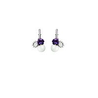 Серьги Nuance, с кристаллами, цветком и бусиной, NFN-24.01-025 фиолетовый