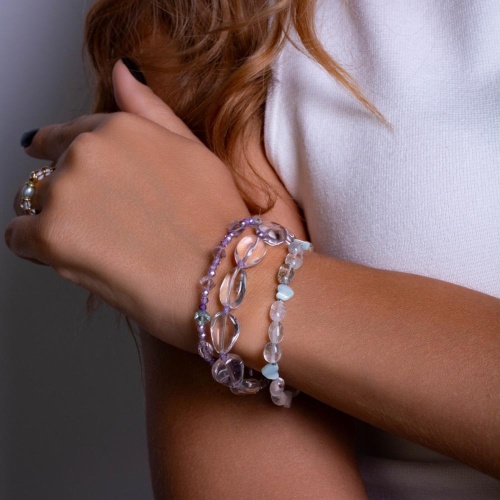 Браслет Lanzerotti, Ispirazione, аметист, флюорит, кварц, перламутр, LZ-24.10-401 сиреневый фото 3