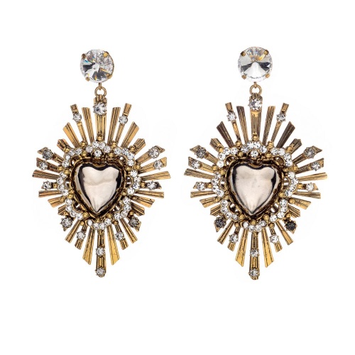 Серьги Celeste G, сердце, кристалл Swarovski и фианиты, CS26.1-1097 серебристый