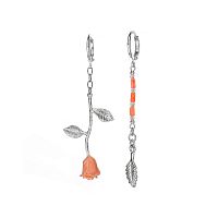 Серьги Lanzerotti, Anne with an E, асимметричные, с кораллом и кристаллами, LZ-25.08-238 розовый