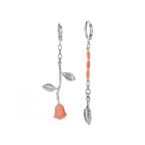 Серьги Lanzerotti, Anne with an E, асимметричные, с кораллом и кристаллами, LZ-25.08-238 розовый