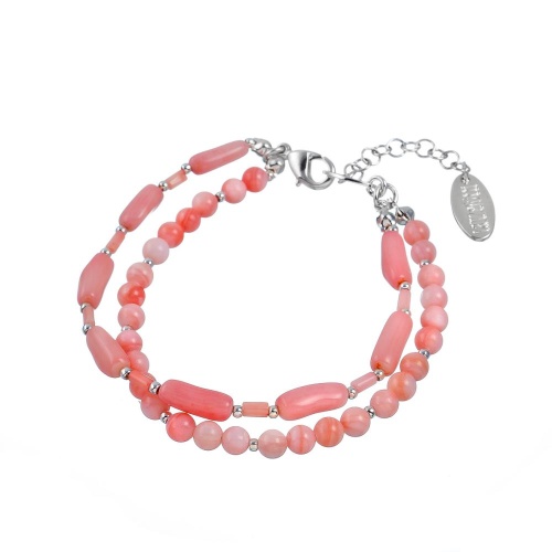 Браслет Lanzerotti, Anne with an E, двойной, с кораллом и перламутром, LZ-25.08-237 розовый