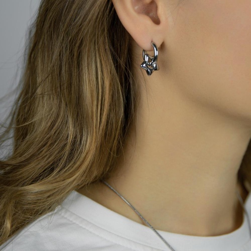 Серьги Moon Paris, Steel, со звездой, MS-26.01-002 серебристый фото 2