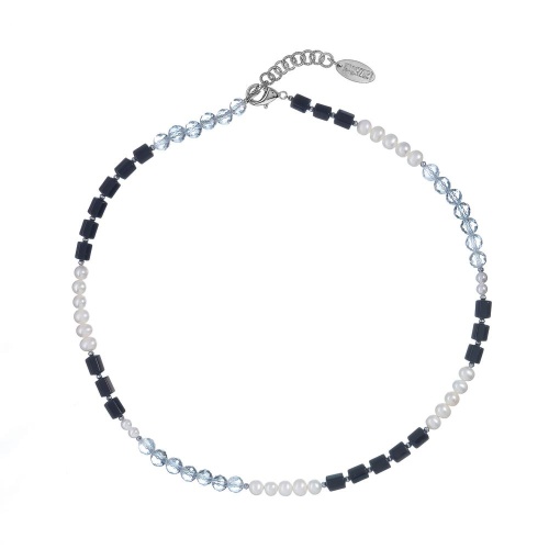 Колье Lanzerotti, Pianoforte, жемчуг, хрусталь, турмалин, перламутр, LZ-25.12-388 черный