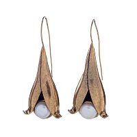 Серьги Alcozer&J, бутоны, с жемчугом, AL-O108AW22 золотистый