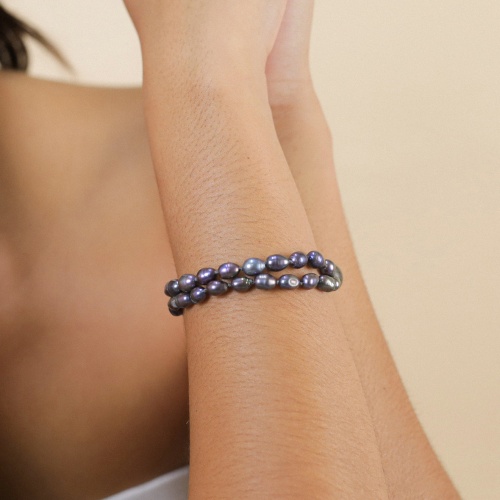 Браслет Nature Bijoux, Pebble Beach, жемчуг, эбеновое дерево, NB25.2-13-44320 серый фото 3
