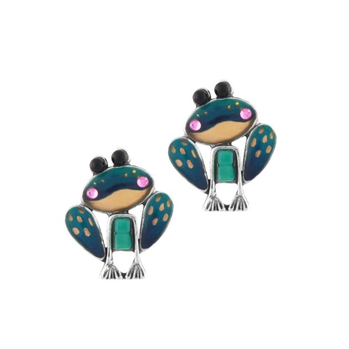 Серьги TARATATA, Rainette, смола,стразы,бусина,золотая краска, TT-T24-06933-104 зеленый