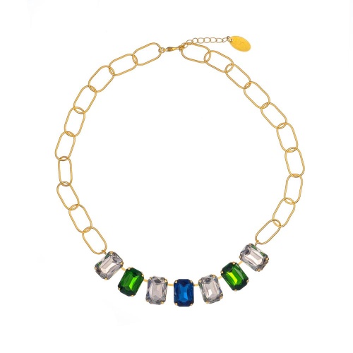 Колье Catherine Bijoux, Crystal diva, с кристаллами, CB25.1-5278AG зеленый
