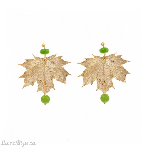 Серьги Ester Bijoux Филигранный Канадский Клён OR992-G/GREEN BR