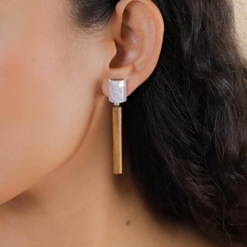 Серьги Nature Bijoux, Okawa, с перламутром и деревом роблес, NB26.1-12-90595 коричневый фото 3