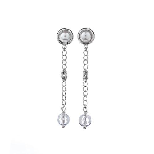 Серьги Lanzerotti, Pianoforte, с перламутром и хрусталем, LZ-25.12-396 серебристый