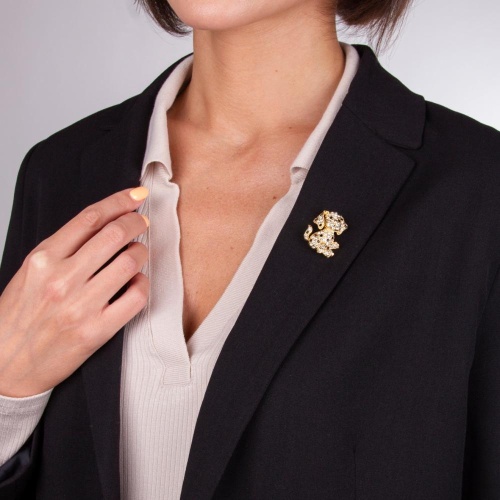 Брошь Moon Paris, Nord, собака, с кристаллами, MoS-22.03-040 золотистый фото 2