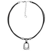 Колье Ciclon, Kubik Chik, кожаное, с муранским стеклом, CN-243803 черный