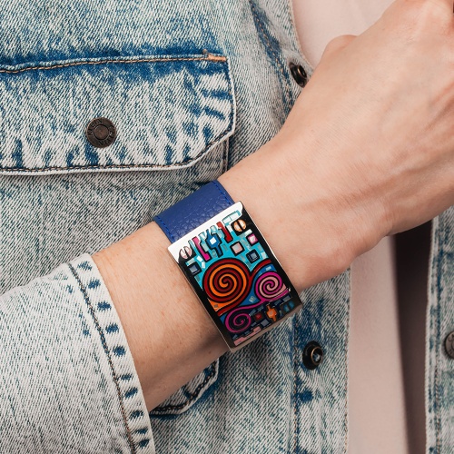 Браслет Fiore Luna на кожаном синем ремешке, CB01319-12 BL/S фото 4