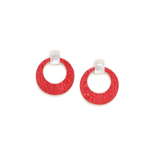 Серьги Nature Bijoux, Cosmos, тамариндовое дерево, шпон, перламутр, NB23.2-12-79096 красный