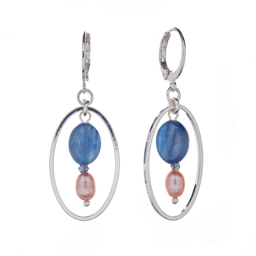 Серьги Lanzerotti, Alba, с кианитом и жемчугом, LZ-24.02-014 синий