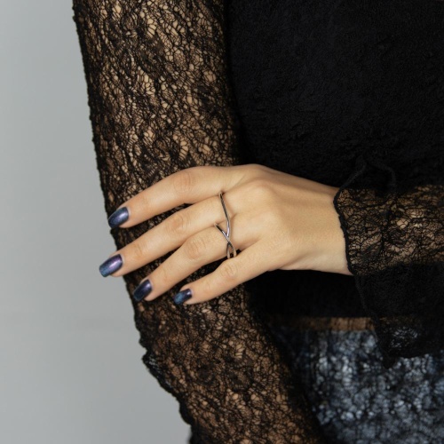 Кольцо Moon Paris, Ringo, на два пальца, MR-26.01-052 серебристый, 18 фото 2