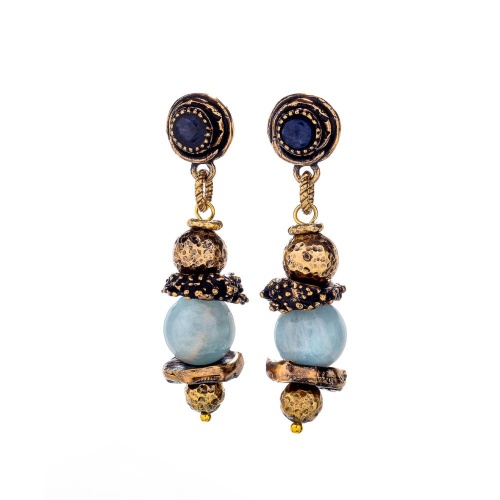 Серьги Alcozer&J, с сапфиром и аквамарином, AL2512-O58EW25 голубой